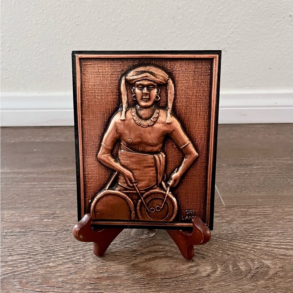 Copper Tone Wall Art with Drummer Design